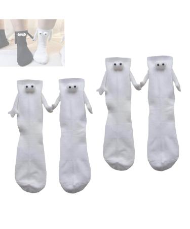 Njuxuio Couple Holding Hands Socks Magnetic Suction 3D Doll Couple Sock Mid-Tube Socks Magnetic Three-Dimensional Doll Socks Funny Couple Holding Hands Sock for Couple (2Pairs-A)