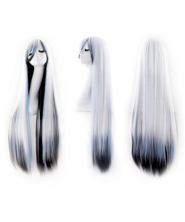MapofBeauty 40 Anime Costume Long Straight Cosplay Wig White/Blue/Black Party Wig for International Shipping - Buy Online on GoSupps.com