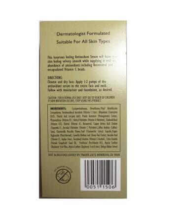 Trader Joe's Nourish Antioxidant Facial Serum 1 Fl Oz - Pack of 2 - Buy Online on GoSupps.com