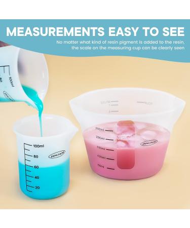 Silicone Measuring Cups for Epoxy Resin JANCHUN Resin Supplies Kit with 250&100ml Silicone Cups Silicone Hard Stir Sticks for Resin Molds DIY Crafts Wax Casting Art Jewelry Making Easy to Clean 1*250ml+2*100ml+3*stir sticks+4*mini - Buy Online on GoSupps.com