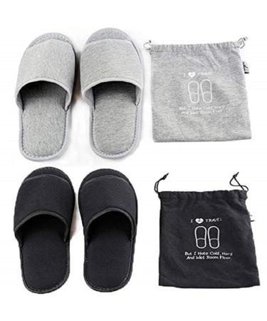 Ibluelover Portable Travel Spa Slippers Foldable Flat Closed Toe Home Shoes with Non-Slip Sole Spa Hotel Slippers Washable Guest Room Cotton Indoor House Shoes Business Trip Flight Footwear As Photo