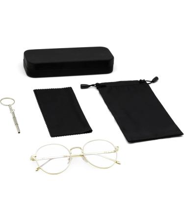 Buy Classic Round Metal Frame Retro Glasses - Flat Mirror Decorative Glasses with Clear Lenses - International Shipping - Buy Online on GoSupps.com