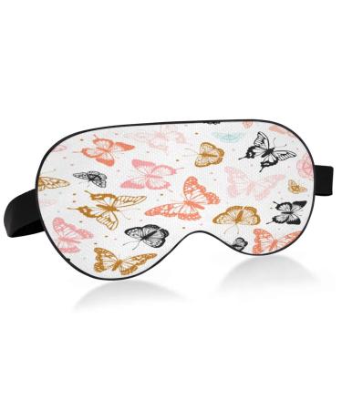 WELLDAY Sleep Mask Butterflies Colorful Night Eye Shade Cover Soft Comfort Blindfold Blockout Light Adjustable Strap for Men Women