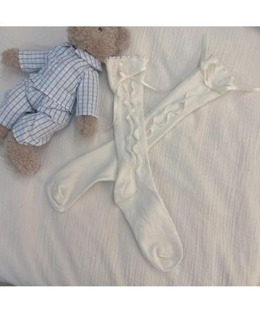 Buy Akamas 2 Pair Black & White Ruffle Socks | Soft Cotton Lolita Crew & Ankle Socks for Women - Stylish Comfort for Every Occasion - Buy Online on GoSupps.com