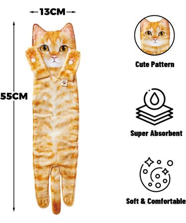 Cat Funny Hand Towels - Cute Decorative Washcloths for Bathroom & Kitchen Decor - Absorbent & Soft - Great Housewarming Gift for Cat Lovers - Orange - Buy Online on GoSupps.com
