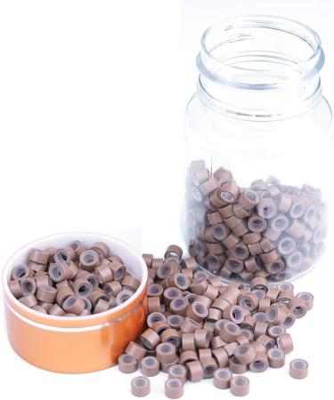 KOCONI 1000Pcs 5.0mm Silicone Micro Rings for Pre Bonded Hair Extensions - Light Brown - Buy Online on GoSupps.com