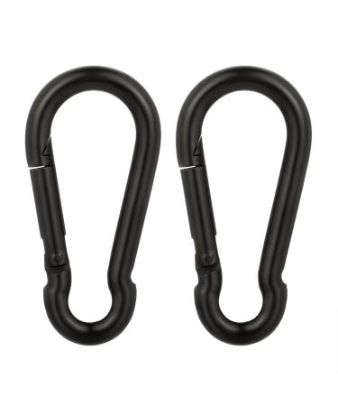 4 Inch Carabiner Clip Spring Snap Hook Black Heavy Duty Steel Clip Link Buckle 10x100mm 2pcs for Hammock Punching Bags Swing Chairs Gym Equipment Camping Hiking