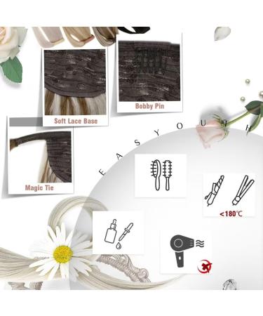 Easyouth Real Hair Braid Extensions - 18 Inch Clip-In Ponytail Ash Brown Mix Platinum Blonde 80g #8P60 - Perfect for Seamless Styles - Buy Online on GoSupps.com