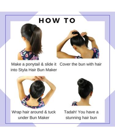 Styla Hair 3 Piece Donut Hair Bun Maker (1 Small 1 Medium 1 Large) Black - Buy Online on GoSupps.com