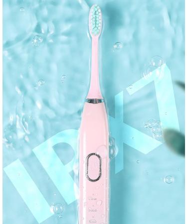 Sonic Electric Toothbrush for Adults | Rechargeable with 6 Brush Heads & Travel Case | 5 Cleaning Modes & Smart Timer | IPX7 Waterproof | 45000VPM Oral Cleaning | Pink - Buy Online on GoSupps.com