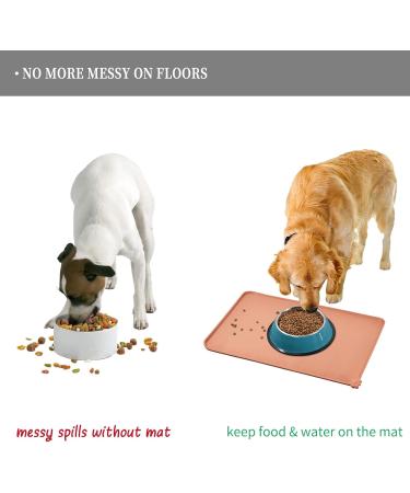 Reopet Silicone Pet Feed Mats - Waterproof Dog & Cat Mats with Elevated Edges - 60x40 cm in Light Salmon - Perfect for Mess-Free Feeding! - Buy Online on GoSupps.com