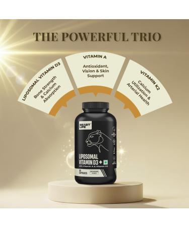 Liposomal Vitamin D3 Plus with Vitamin A & Vitamin K2 for Immune Support Bone Health & Absorption Skin Support Calcium Utilization & Arterial Health Max 60 Capsules 60 Count (Pack of 1) - Buy Online on GoSupps.com