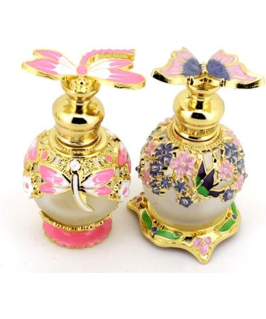 minkissy Glass Containers Empty Perfume Bottle 15ML Jeweled Vintage Refillable Essential Oil Dropper Bottle Decorative Dropper Bottle for Home Travel Retro Perfume Bottle Perfume Ornament Pink - Buy Online on GoSupps.com