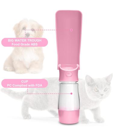 Portable Dog Water Bottle for Travel - Foldable Pet Dispenser with Food Container | Durable & Leak-Proof - Pink - Buy Online on GoSupps.com