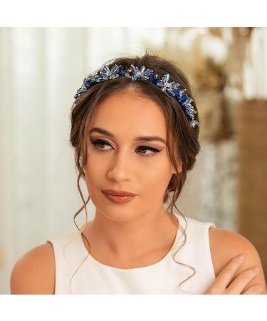 IYOU Sparkly Crystal Headbands Navy Blue Rhinestone Hair Band Vintage Party Prom Hair Accessories for Women - Buy Online on GoSupps.com