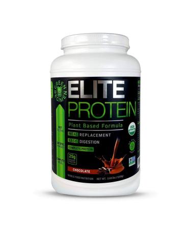 Elite Protein - Organic Plant Based Protein Powder, Chocolate, Pea and Hemp Protein, Muscle Recovery and Meal Replacement Protein Shake, USDA Organic, Non-GMO, Dairy-Free - Vegan - 30 Servings Chocolate 2.64 Pound (Pack of 1)