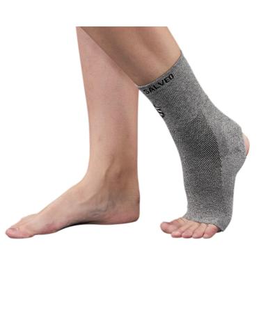 Vital Salveo- Open Toes Compression Germanium and Charcoal Ankle Sleeve/brace with Arch Support Eases Swelling and Achilles tendon (opening heel) (1PC)-Medium