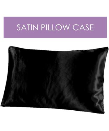 Olivia Rose Black Satin Silk Pillowcase & Eye Mask Sleep Set - Natural Fiber for Hair and Skin - Buy Online on GoSupps.com
