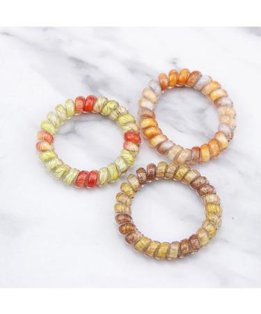 Spiral Hair Ties - Printed Coil Hair Accessories for Women and Girls (Pack of 10) - D-Feather Color - Buy Online on GoSupps.com