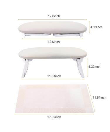 Subay Nail Arm Rest - Foldable PU Leather Cushion for Acrylic Nails | Nail Art Accessories for Salon & Home Use - Light Gray - Buy Online on GoSupps.com