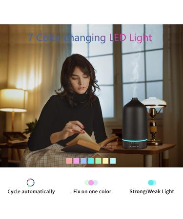 300ML Ceramic Ultrasonic Aromatherapy Diffuser & Humidifier - Quiet Essential Oil Infuser with 7 Lights for Large Room - Black - Buy Online on GoSupps.com