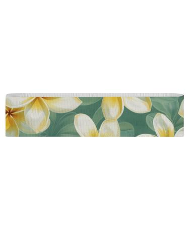 Resistance Bands Exercise Bands White Plumeria Pattern Printed Elastic Band Leg Bands Resistance Fitness Bands Fabric Resistance Bands