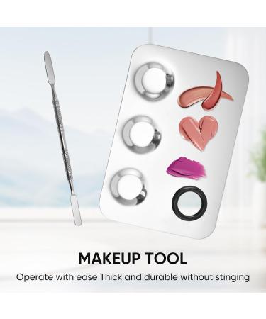Stainless Steel Cosmetic Palette with Spatula | 3-Well Mixing Makeup Palette & Nail-Art Mixer | Professional Eyeliner Brush & Powder Puffs - Buy Online on GoSupps.com