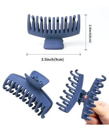 Vsiopy 3.5 Inch Large Hair Clip 6 Pack for Thick Curly Hair - Non Slip Claw Clips in Brown, Black, Blue - Matte Strong Hold Rectangle & Double Row Hair Jaw Clips - C Series - Buy Online on GoSupps.com