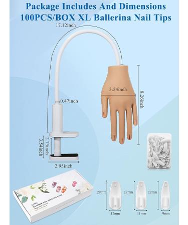 Flexible Silicone Practice Hand for Acrylic Nails with 100PCS White Nail Tips - Buy Online on GoSupps.com