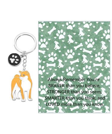 ENSIANTH Dog Keychain Gifts for Dog Lovers Puppy Keychain Dog Paw Print Keychain Gifts for Dog Owners Mom Dad Puppy Dog Keyring Akita