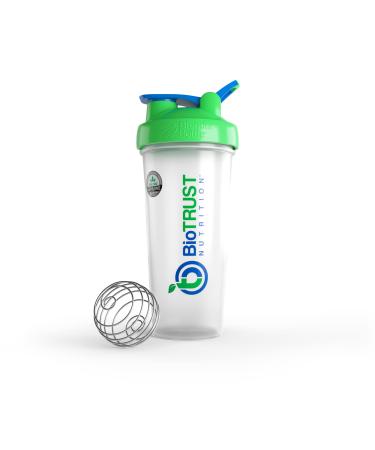 BioTRUST BlenderBottle Classic Shaker Bottle  28-Ounce with loop  Clear/Green