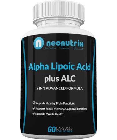 Alpha Lipoic Acid Plus Acetyl L-Carnitine Antioxidant Supplement ALA ALC for Healthy Brain Function & Muscle Strength, Focus, Memory & Cognitive Function for Women & Men - 60 Capsules by Neonutrix - Buy Online on GoSupps.com