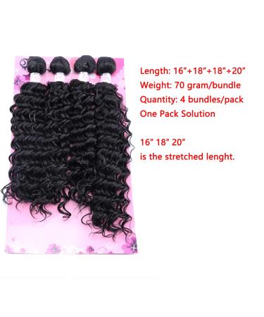 Frelyn Deep Wave Curly Synthetic Hair Weave Bundles 16-20 Inches Black - 4 Pack | High Heat Resistant Soft Fiber - Buy Online on GoSupps.com