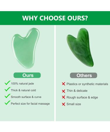 Esur Jade Gua Sha Facial Tool Set - 2 Pack Natural Jade Stone Face Massager for Eyes, Chin, Neck & Body Muscle Relaxation - Women's Gift - Buy Online on GoSupps.com