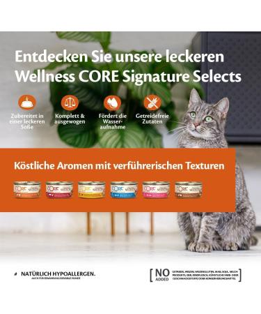 Wellness Core Signature Selects Cat Food in Broth - Grain-Free High Meat Content Flaked Bonito & Shrimp 24 x 79g - Premium Wet Cat Food - Buy Online on GoSupps.com