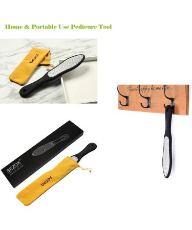 BEZOX Premium Double-Sided Foot File for Dead, Hard Skin & Callus Removal | Portable Foot Care Tool with Soft Silicone Handle | Heavy Duty Stainless Steel | Light Black - Buy Online on GoSupps.com