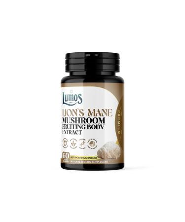 Lions Mane Supplement Capsules - Organic Lions Mane - Made in USA - Fruiting Bodies Extract - 1000 mg 40% Polysaccharides - Memory & Focus Support - As Lions Powder - 60 Capsules