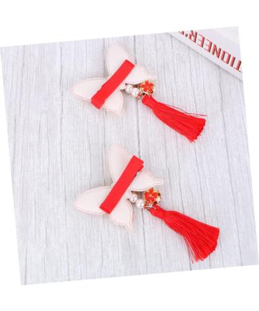 ibasenice 2 Pairs Chinese Style Hairpin Tassels Barrettes Party Hair Clip Kids Hairpin for New Year Bows Hair Clips New Year Bobby Pin Japanese-style Hairpin Child Girl Side Clip - Buy Online on GoSupps.com