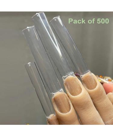 Pack of 500 Artificial Nail Tips French Acrylic Style UV Gel Fake Nail Full Cover Artificial Fingernails Tip Fake Art Nails Suitable for Both Beginners & Experienced Nail Artists Clear - Buy Online on GoSupps.com