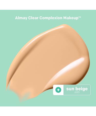 Almay Clear Complexion Acne Foundation 600 Sun Beige - Lightweight, Medium Coverage, Salicylic Acid, Hypoallergenic, Fragrance-Free - Buy Online on GoSupps.com