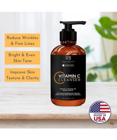 Radha Beauty Vitamin C Facial Cleanser 4 fl. oz - Clear Pores | For Oily, Dry & Sensitive Skin | Anti-Aging Herbal Infusion for 8x Antioxidant Protection - Buy Online on GoSupps.com