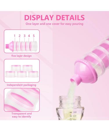Vicloon Infant Milk Powder Dispenser - Portable 5-Layer Container for Kids - Stackable Snack Storage in Pink - Buy Online on GoSupps.com