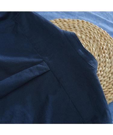 Ykohkofe Men's Navy Linen Button Down Shirt - Summer Short Sleeve Casual Slim Fit Chambray T-Shirt (Large) - Buy Online on GoSupps.com