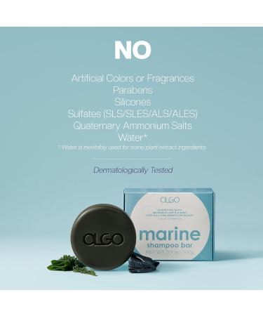 Marine Shampoo Bar 3.5 oz - Soap-Free Solid Shampoo for Normal to Oily Scalp | Cooling Kelp & Marine Plants with Biotin - Buy Online on GoSupps.com
