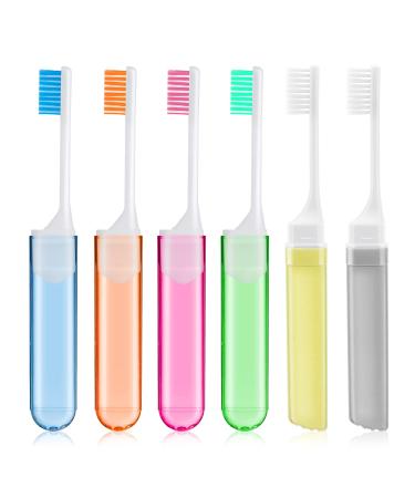 WLLHYF 6 Pack Travel Toothbrush Folding Soft Bristles Toothbrush Comes with Box for Travel Camping School Home