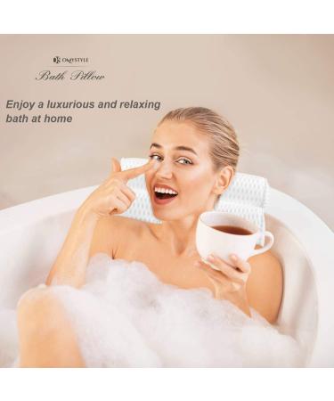 4D Air Mesh Bath Pillow for Tub - Neck, Head, Shoulder, and Back Support - Extra Thick, Soft, Quick Dry - Spa Quality - Buy Online on GoSupps.com