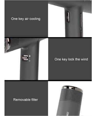 Hair Dryer Professional Portable Fast Drying Low Noise Hairdryer Home Hair Blow Dryer Hair Salon Tool for Home Travel & Salon Black(#2) - Buy Online on GoSupps.com