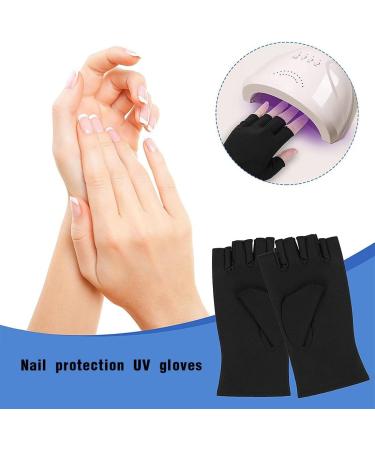 PLABBDPL UV Shield Glove Nail Care Gloves UV Protection Gloves Manicure Gloves UV Shield Gloves for Nail Polish Nail Art Dryer Black - Buy Online on GoSupps.com