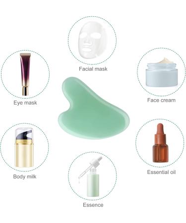 Natural Jade Gua Sha Facial Massage Tool 2 Pack - Green Stone Guasha Board for Face and Body - Scraping Massage Tool for SPA Therapy - Buy Online on GoSupps.com