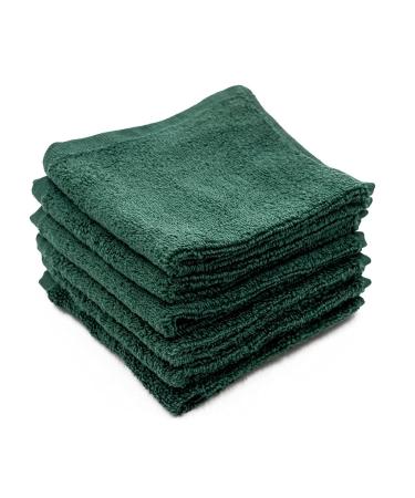 Linteum Textile 12 Piece Face Towel Set  12x12 Inch  100% Soft Cotton 16 Single Ring Spun Premium Washcloths Absorbent Durable Luxurious Face Towel (Hunter Green)